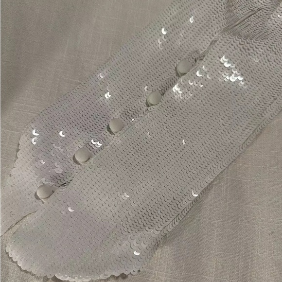 KHAITE White Sequin The Leibel long-sleeve silk mesh panel dress 6 - Picture 9 of 13